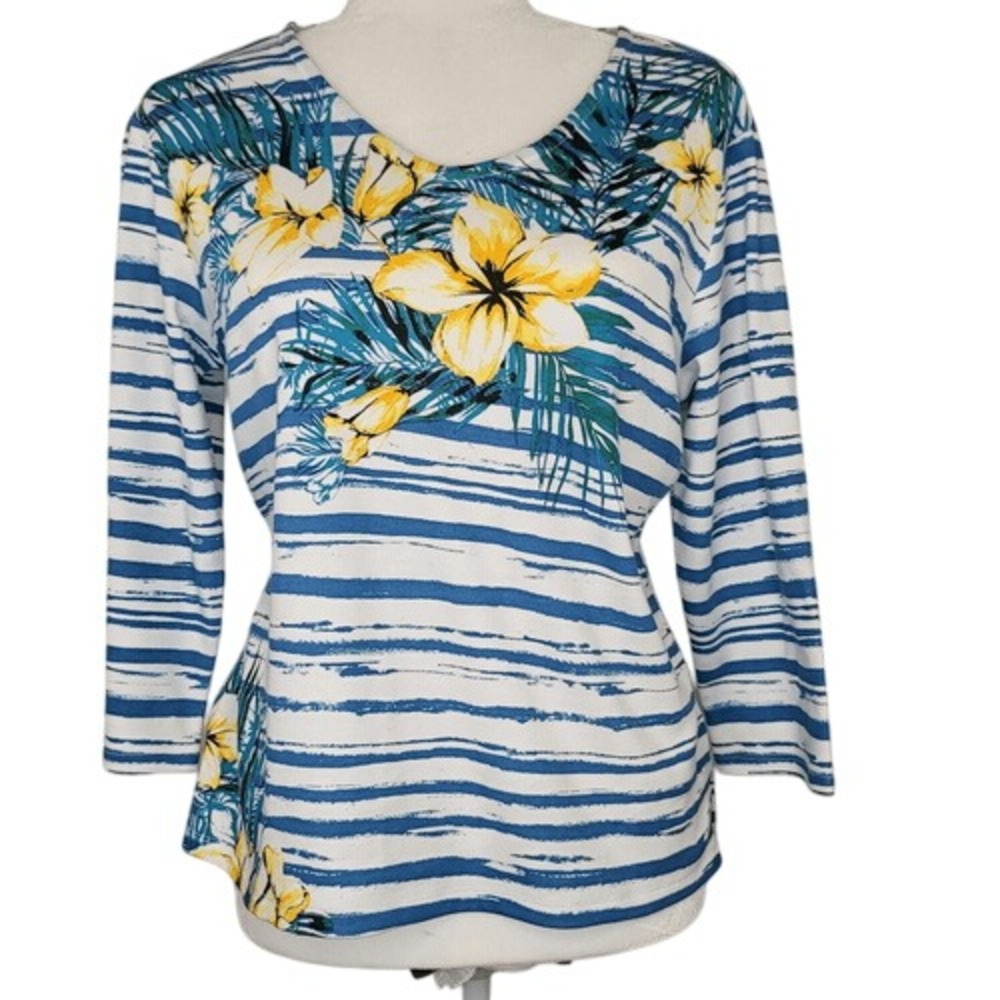 Draper's & Damon's Palm Paradise 3/4 Sleeve Topโ